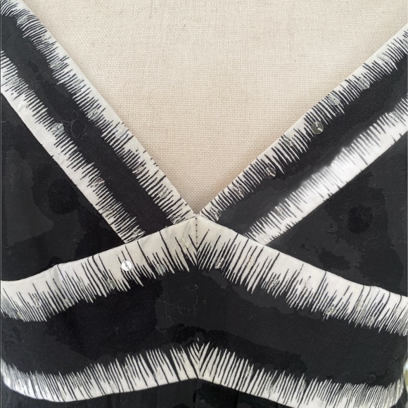 BCBGMaxazria Black White Sequin Flare Tunic Slip Dress - 10 - Picture 4 of 14